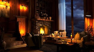 Cozy Log Cabin Ambience with Rain Sounds and Fireplace for Sleep [upl. by Aztilem]