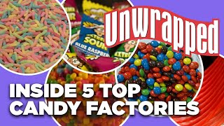 Behind the Scenes at 5 Top Candy Factories  UNWRAPPED  Food Network [upl. by Ahsiekit]