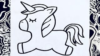 🌈 como dibujar un UNICORNIO facil  🌈 HOW TO DRAW UNICORN  como desenhar unicornio [upl. by Attennek]