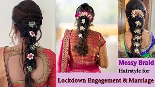 Self bridal hairstyle tutorial for Indian wedding in tamilsimple Engagement hairstyle south Indian [upl. by Sotos]