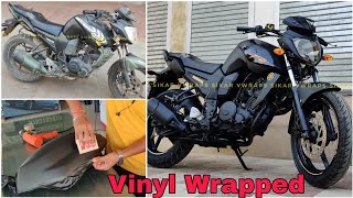 Yamaha FZs Vinyl Wrapping Black Matt  FZs Modification  Vwraps Sikar [upl. by Aissert]