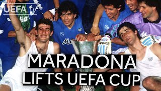 DIEGO MARADONA lifts 89 UEFA Cup [upl. by Rhodia]