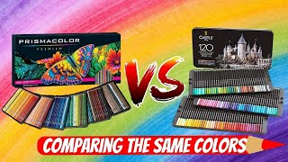 Prismacolor Premier vs Castle Art Colored Pencils  Comparing the same colors [upl. by Fiore]