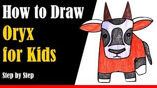 How to Draw a Oryx for Kids Step by Step  very easy [upl. by Ardnuhsed]