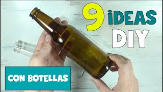 9 ideas para reciclaje de botellas de cristal MANUALIDADES DIY [upl. by Boffa415]