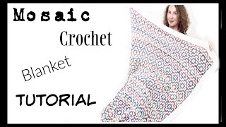 Mosaic Crochet Blanket Tutorial [upl. by Noleta]