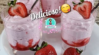 Postre de Fresa 🍓 Solo 3 Ingredientes Rápido y Fácil 😋🤤 Sin Horno  Amor y Amistad ♥ [upl. by Vivle]