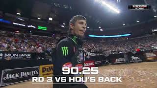 JB Mauney Knocks Down 3 Rank Bulls at PBR World Finals [upl. by Ennaillij]