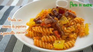 Pasta con crema di peperoni e pancetta croccante Facile e deliziosa SUB ENGFRAESPGER [upl. by Nangem]