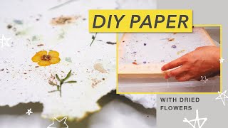 DIY handmade paper with dried  pressed flowers  FUN  EASY craft project [upl. by Evanthe67]