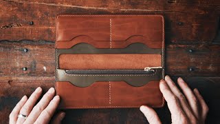 MAKING A HANDMADE LEATHER LONG WALLET  DIY BUILD ALONG  DIGITAL PATTERN  ASMR [upl. by Anikal]