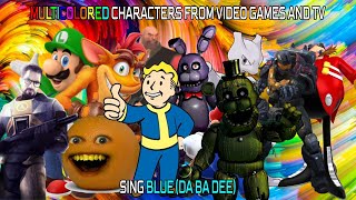 Multicolored Characters From Video Games and TV Sing Blue Da Ba Dee [upl. by Julienne]