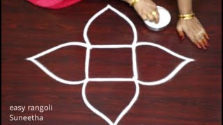 Creative rangoli muggulu with 2 dots  easy rangoli amp kolam designs by Suneetha [upl. by Aiht]