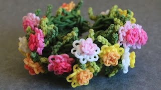 Rainbow Loom™ Chrysanthemum Bracelet Tutorial [upl. by Cobbie]