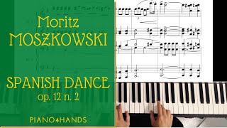 M Moszkowski  Spanish Dance op 12 n 2 for Piano four hands score [upl. by Nerahs655]