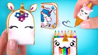 🦄DIY Útiles escolares en miniatura de UNICORNIO [upl. by Kammerer]