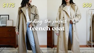 Finding my PERFECT trench coat  comparing affordable options  SPRING ESSENTIALS [upl. by Ecinereb]