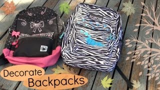 DECORATE BACKPACKS amp BOOKBAGS  Back To School How To  SoCraftastic [upl. by Mella]