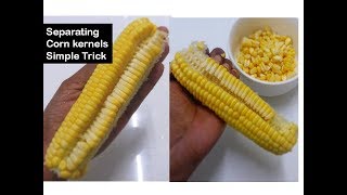 How to remove corn kernels in 1 minute  Simple trick Deeps Kitchen [upl. by Disario]