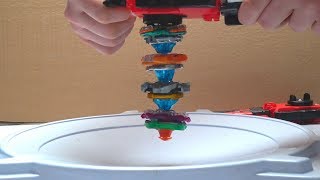 BEYBLADE TOWER MOD Stacking Beyblades Together to make the ultimate beyblade [upl. by Chretien]