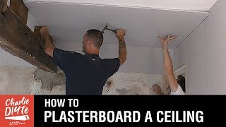 How to Plasterboard an Old Ceiling [upl. by Adnawt376]