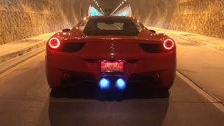 LOUDEST Ferrari 458 in the world Headphone users beware INSANE TUNNEL ACCELERATIONS [upl. by Burt]