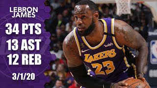 LeBron James records tripledouble in Lakers vs Pelicans  201920 NBA Highlights [upl. by Cristie]