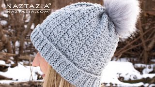 How to CROCHET STAR STITCH HAT  Easy Winter Hat by Naztazia [upl. by Montfort571]