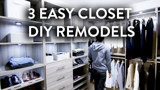 Easy Closet Remodels DIY  Walk In amp Reach In [upl. by Metabel]