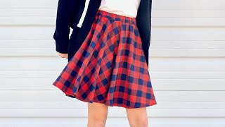 DIY Circle Skirt with enclosed elastic waistband Any age  Any size Easy [upl. by Enifesoj]