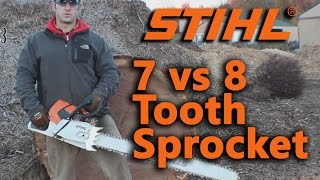 Stihl MS 661 7 vs 8 Tooth Sprocket [upl. by Suiradel764]