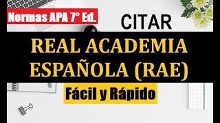 CÓMO CITAR DEFINICIÓN DE LA RAE EN WORD PASO A PASO  NORMAS APA SÉPTIMA EDICIÓN 7ma [upl. by Mraz]