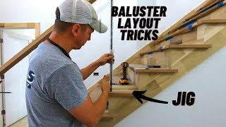 How to Layout Iron Baluster Spacing on Staircase  Wood Tread amp Handrail Spindle Layout [upl. by Fonseca625]