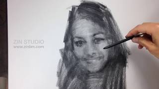 Drawing portrait in charcoal [upl. by Notxarb977]