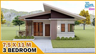 75x11m Simple House Design  3 Bedroom  Pinoy Dream House [upl. by Hploda]