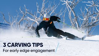 CARVING WITH EARLY EDGE ANGLES  3 skiing tips from a pro [upl. by Tonina]