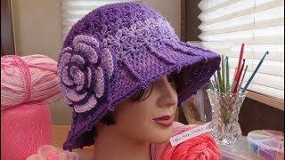 Crochet Hat  Part 3 Camellia Rose Cloche Hat [upl. by Cullin766]