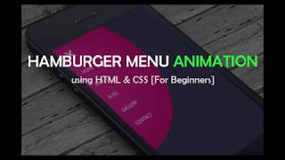 Easy Hamburger Menu Animation using HTML CSS For Beginners [upl. by Sac281]