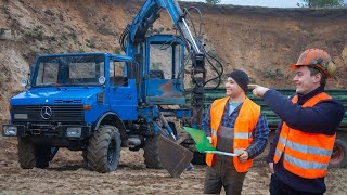 Unimog mit BAGGER  U1000 und Aufbaulader  Robs ist der Macker mit dem Bagger [upl. by Roderick]