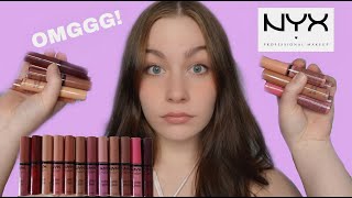 NYX BUTTER GLOSSES  12 SHADE SWATCHES [upl. by Yntruoc]