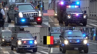 President Donald Trump arrives in Brussels with a collosal motorcade 🇺🇸 🇧🇪 [upl. by Aila]