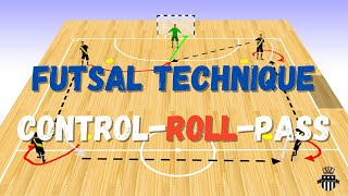 Futsal Technique Training Drill  Control  Roll  Pass [upl. by Rundgren]