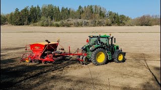 Seeding and Cultivating Spring 2019 Väderstad Rapid 300c amp John Deere 6130R [upl. by Knut]