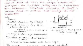 Problem on ball bearing rolling contact bearing using data book [upl. by Audrye127]