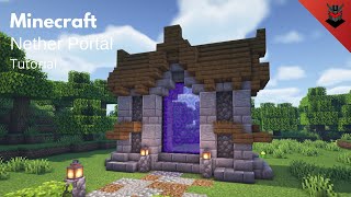 Minecraft How to Build a Medieval Nether Portal  Nether Portal Design Tutorial [upl. by Schaffer]