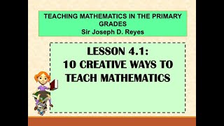 10 CREATIVE WAYS TO TEACH MATHEMATICS  TEACHING MATH IN PRIMARY GRADES [upl. by Hancock]