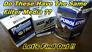 Purolator Boss Wix XP Napa Platinum Oil Filter Cut Open Oil Filter Media Comparison [upl. by Mozza150]