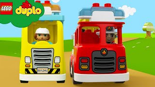 Wir brauchen Lastwagen  Kinderlieder und Cartoons  Lego Duplo  Moonbug Kids Deutsch [upl. by Orenid]