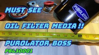 Purolator Boss PBL30001 oil filter cut open  compared to Purolator One PL30001 oil filter cut open [upl. by Sorrows]