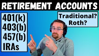 Simple Guide to Retirement Accounts  401k 403b 457b IRA  Roth and Traditional plans [upl. by Epul542]